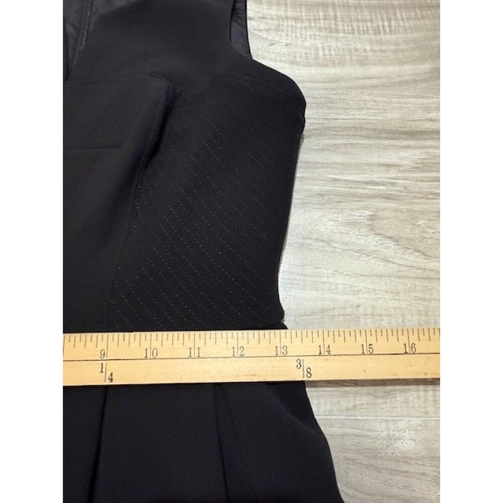 White House Black Market Black Fit-and-Flare Split Neck Pleated Dress-Size 4P - Picture 5 of 11